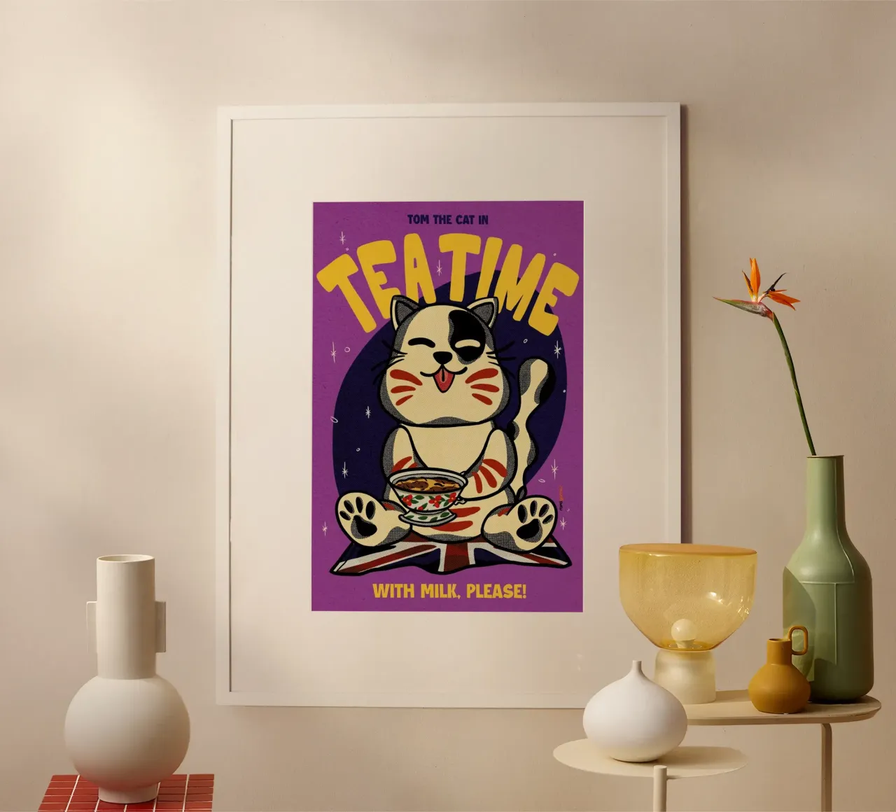 Tea Time poster con telaio in alluminio da Rafa Gomes