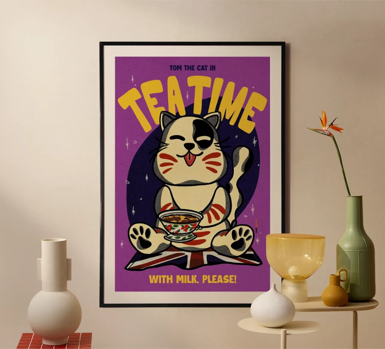 Tea Time poster con telaio in alluminio da Rafa Gomes