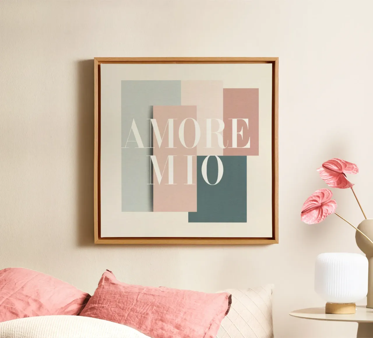 Amore Mio Tipografia Forme Pastello Arte Pesca Toni Grigi tela da Modern Muse