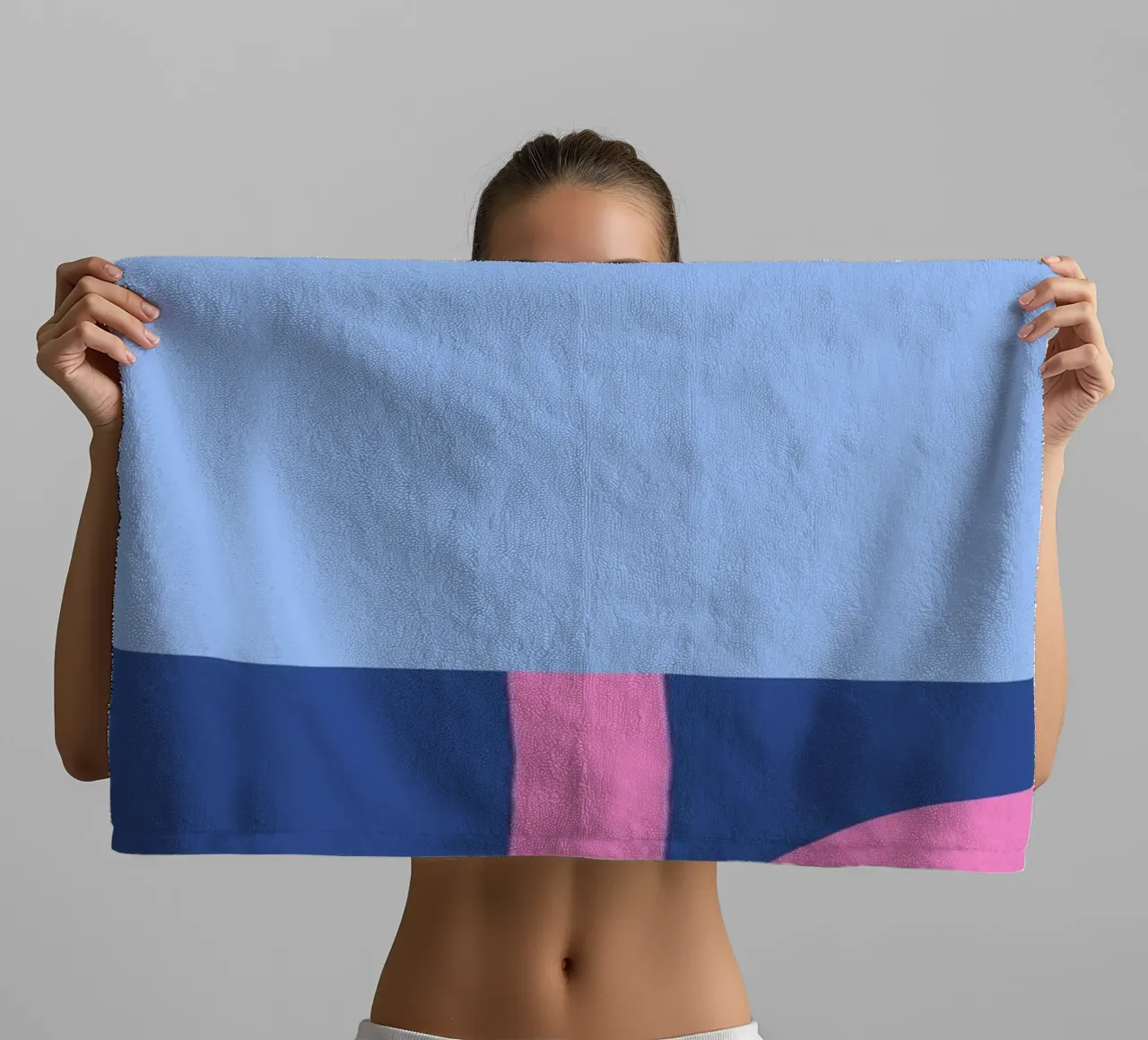 Happy Tulip - blue pink towel by Gale Switzer