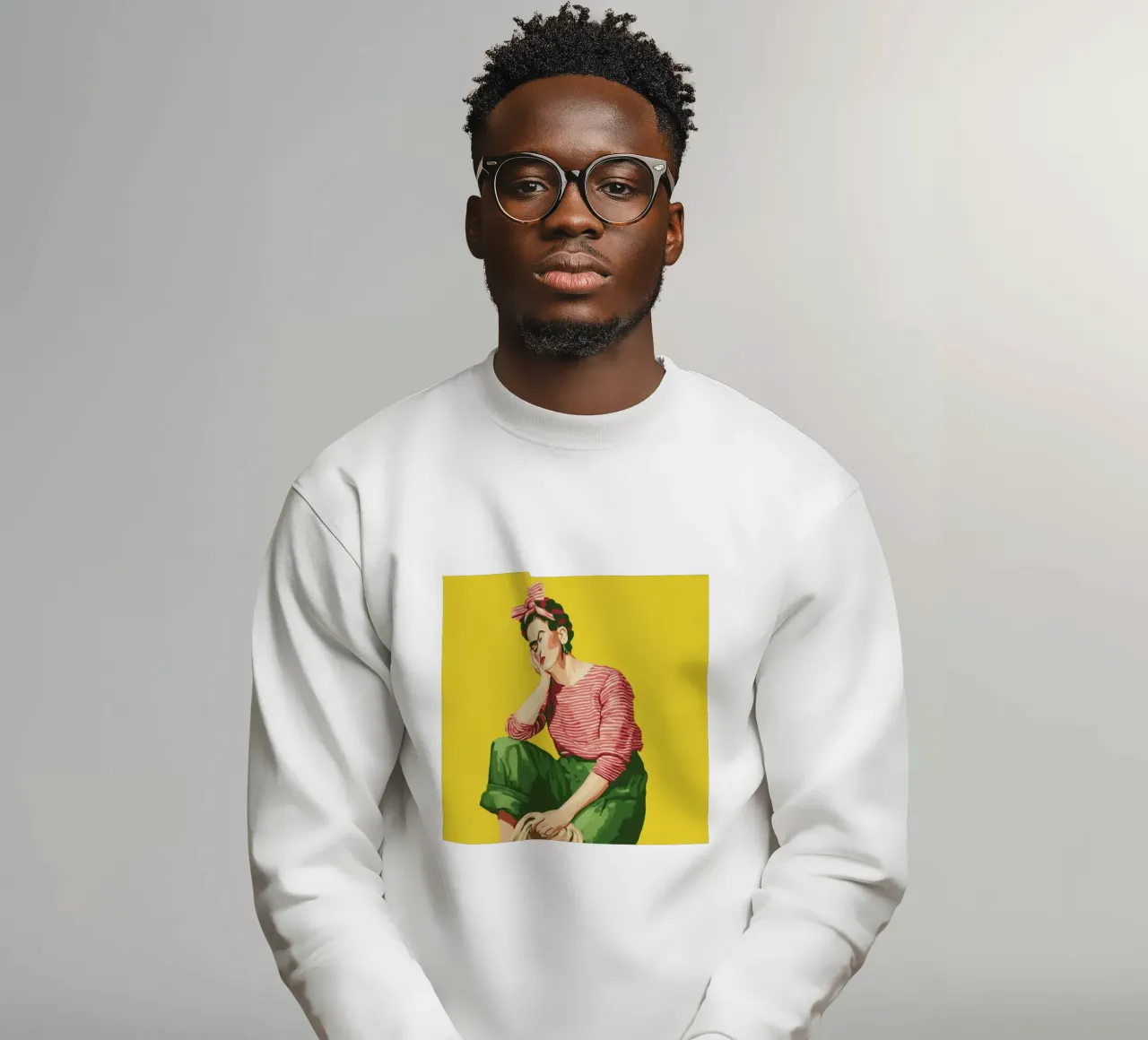 Boho Mexicaans Meisje Met Gestreept Shirt Groene Broek sweatshirt van Modern Muse