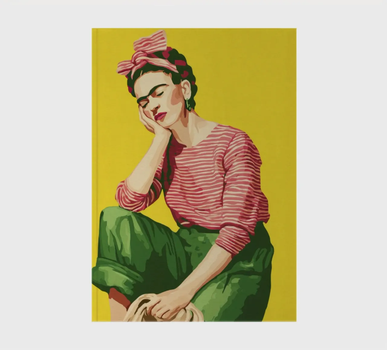 Ragazza bohémien con camicia a righe pantaloni verdi su giallo diario da Modern Muse