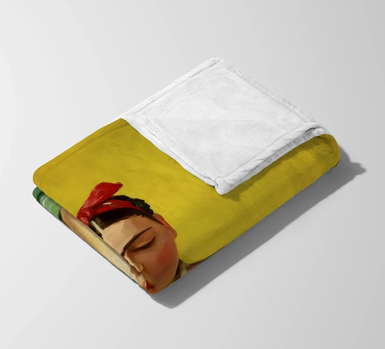 Fille mexicaine avec un nœud rouge à une table verte, Retro Vibes plaid polaire de Modern Muse