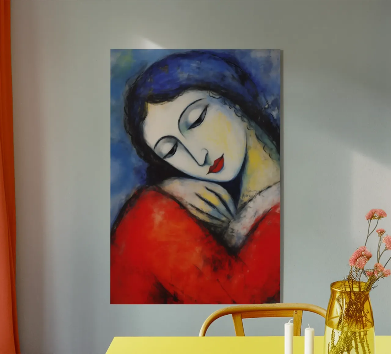 Abbraccio intenso | Quadro su tela in stile Chagall plexiglass da Autofocus