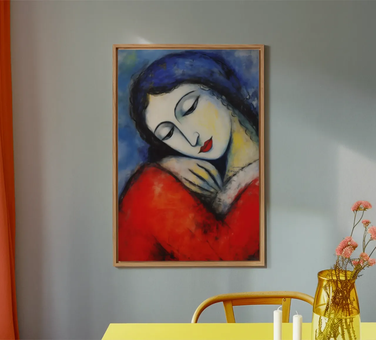 Abbraccio intenso | Quadro su tela in stile Chagall alluminio dibond da Autofocus