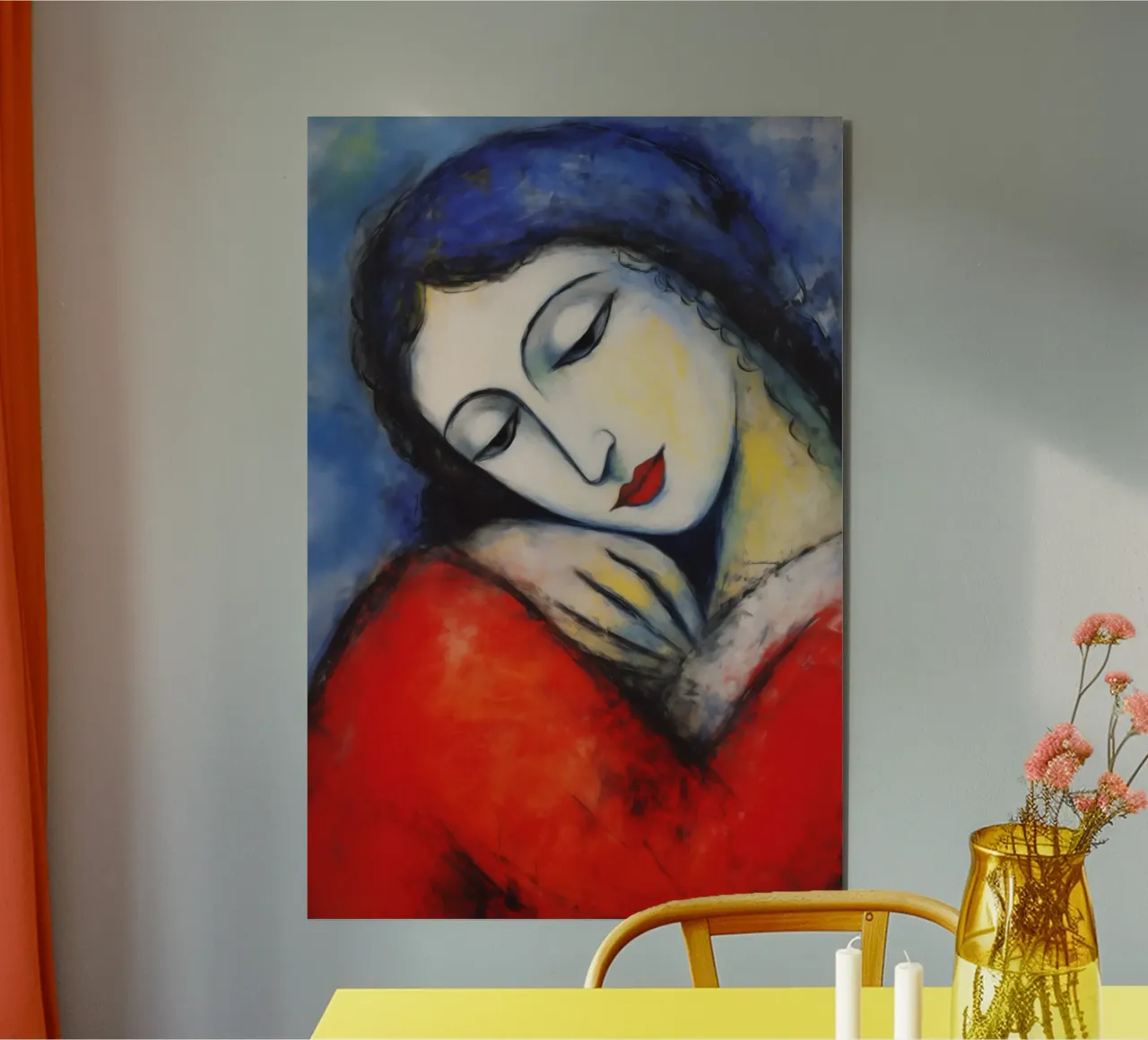 Abbraccio intenso | Quadro su tela in stile Chagall alluminio dibond da Autofocus