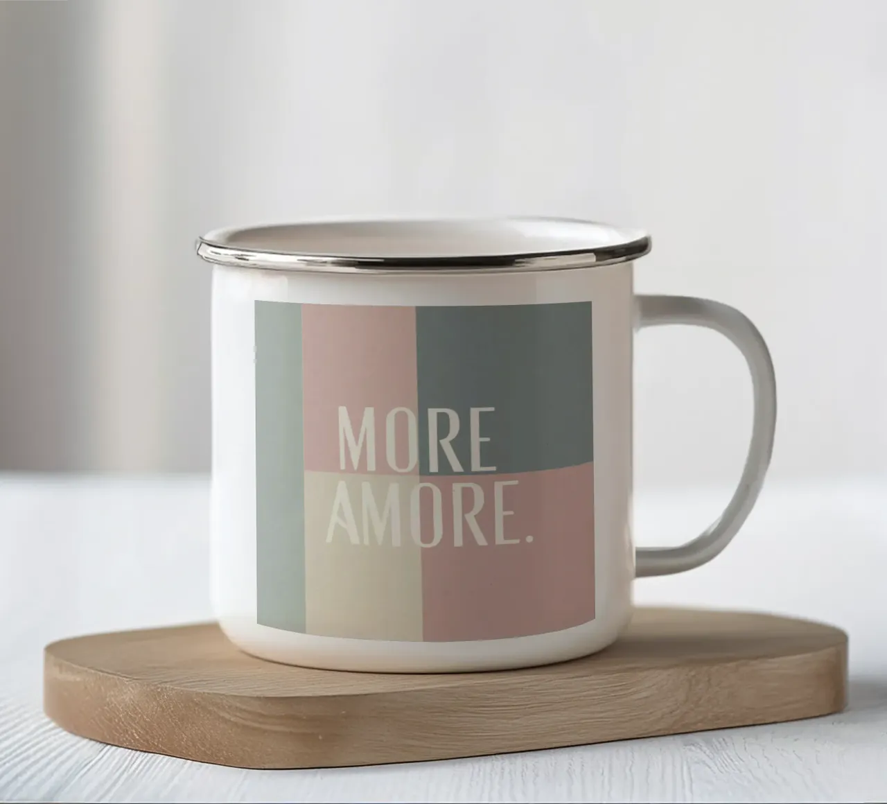 Altro Amore Tipografia Forme pastello Arte Pesca Toni grigi tazza in smalto da Modern Muse