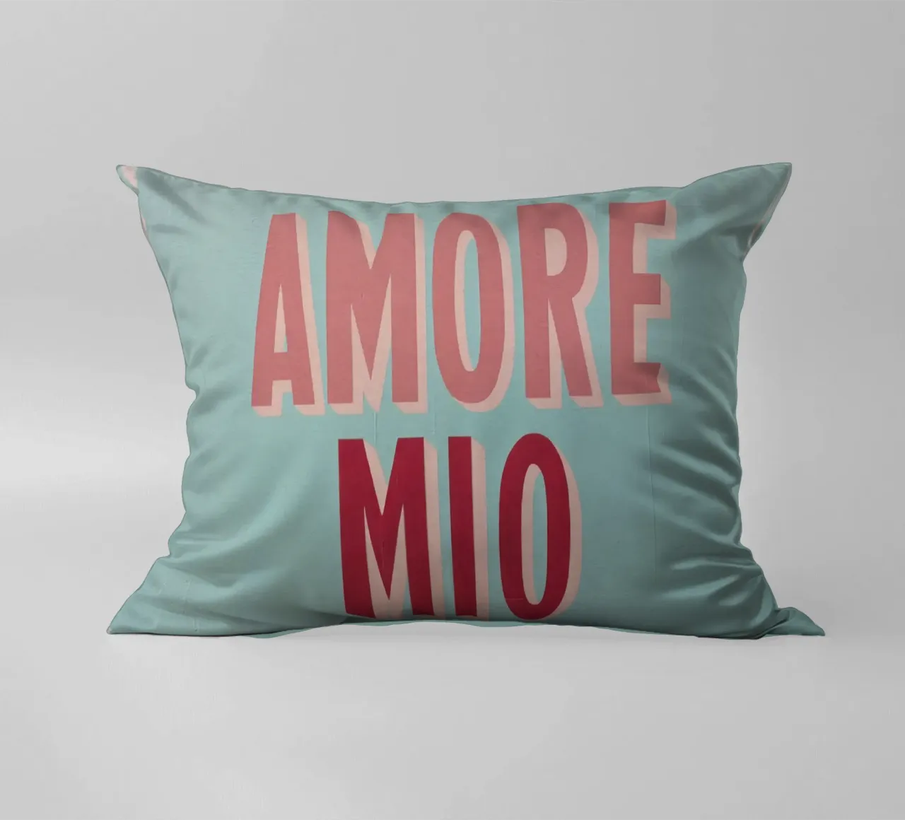 Amore Mio Tipografia Forme Pastello Arte Pesca Toni Grigi cuscino da Modern Muse