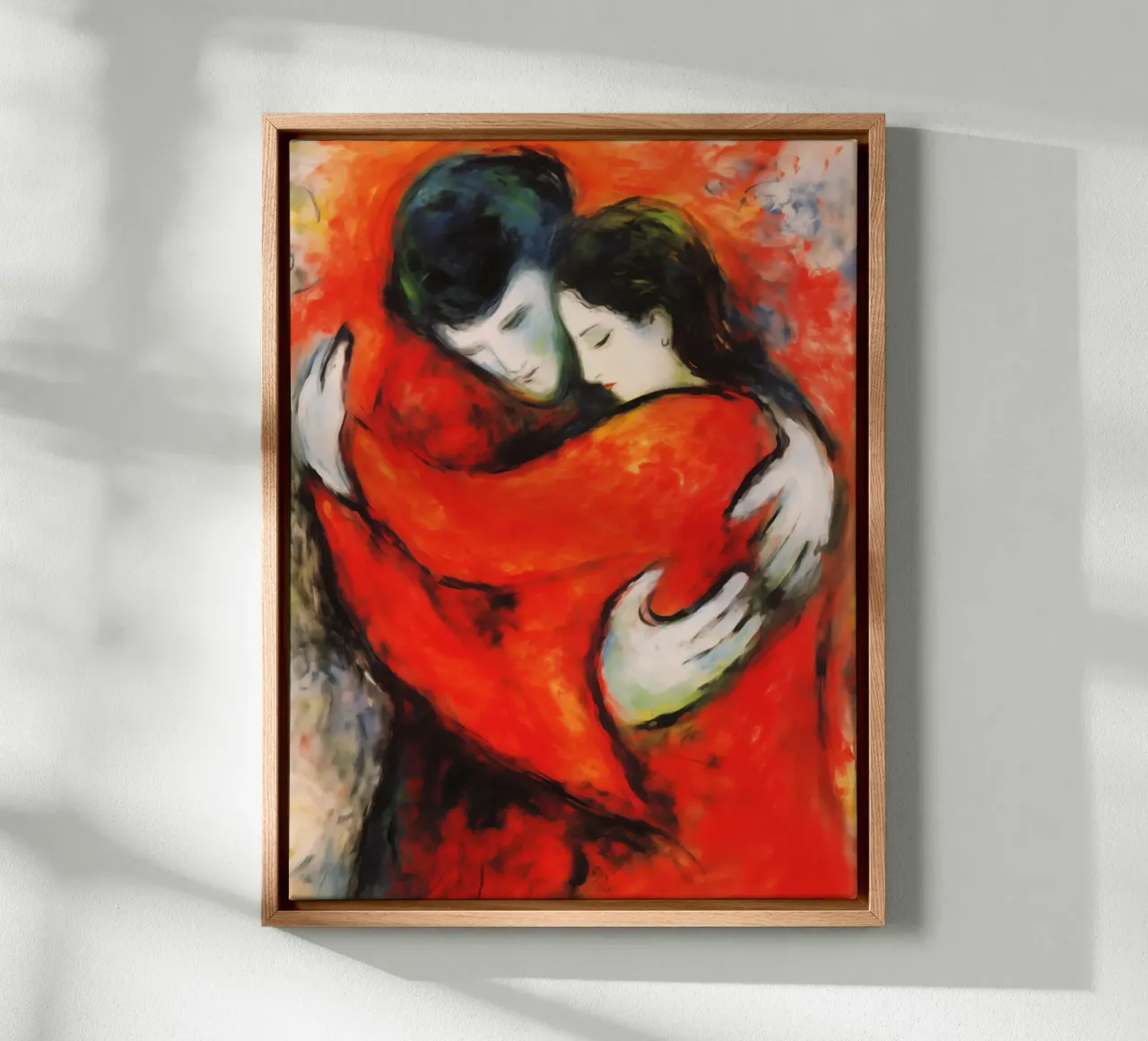 Amore di coppia | Quadro su tela tutto in rosso tela con Cornice a cassetta da Autofocus