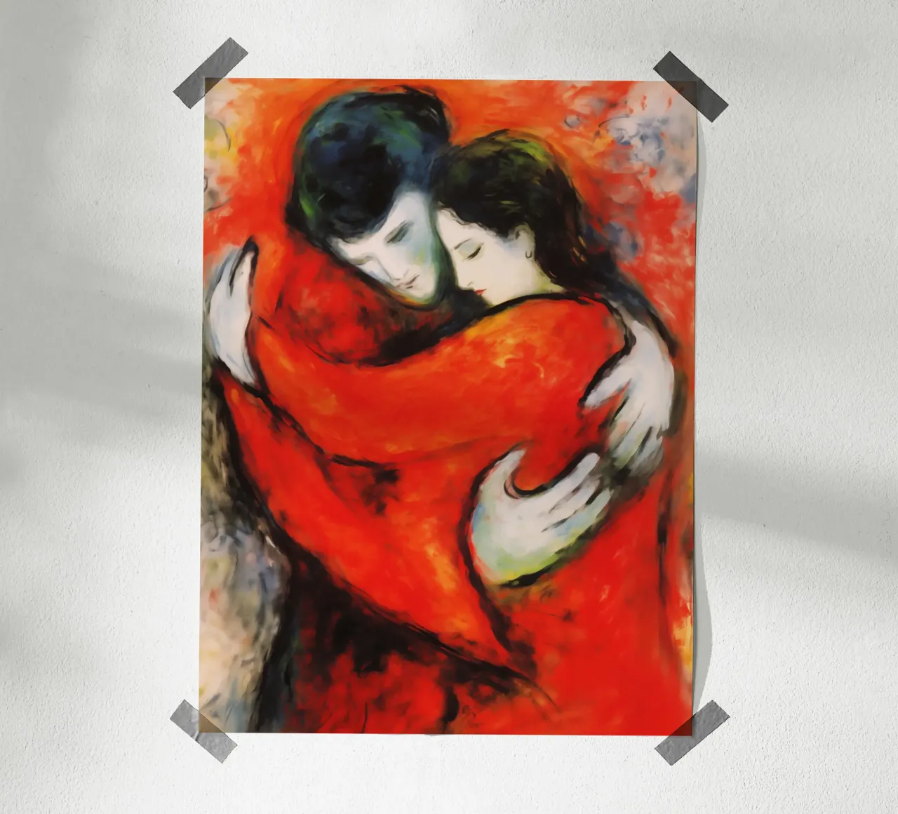 Amore di coppia | Quadro su tela tutto in rosso carta hahnemühle da Autofocus