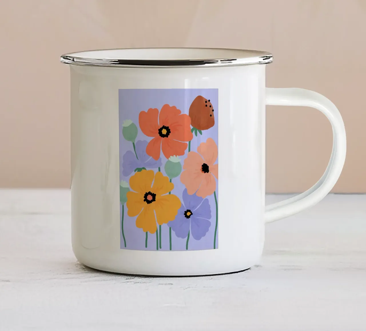 Wild Poppies tazza in smalto da Gale Switzer