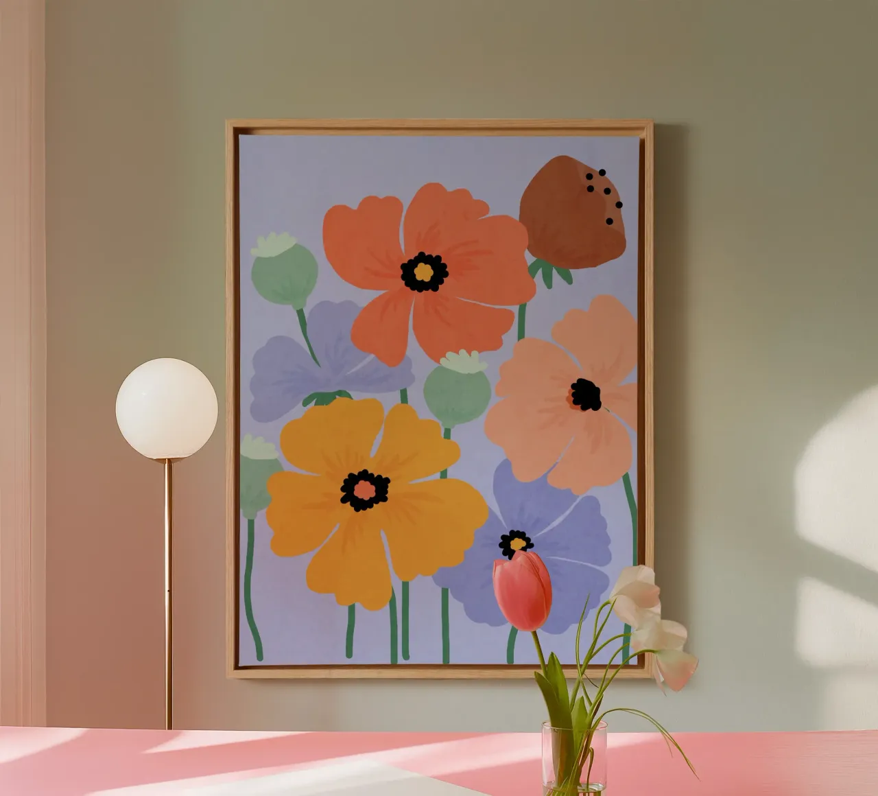 Wild Poppies canvas met Baklijst van Gale Switzer