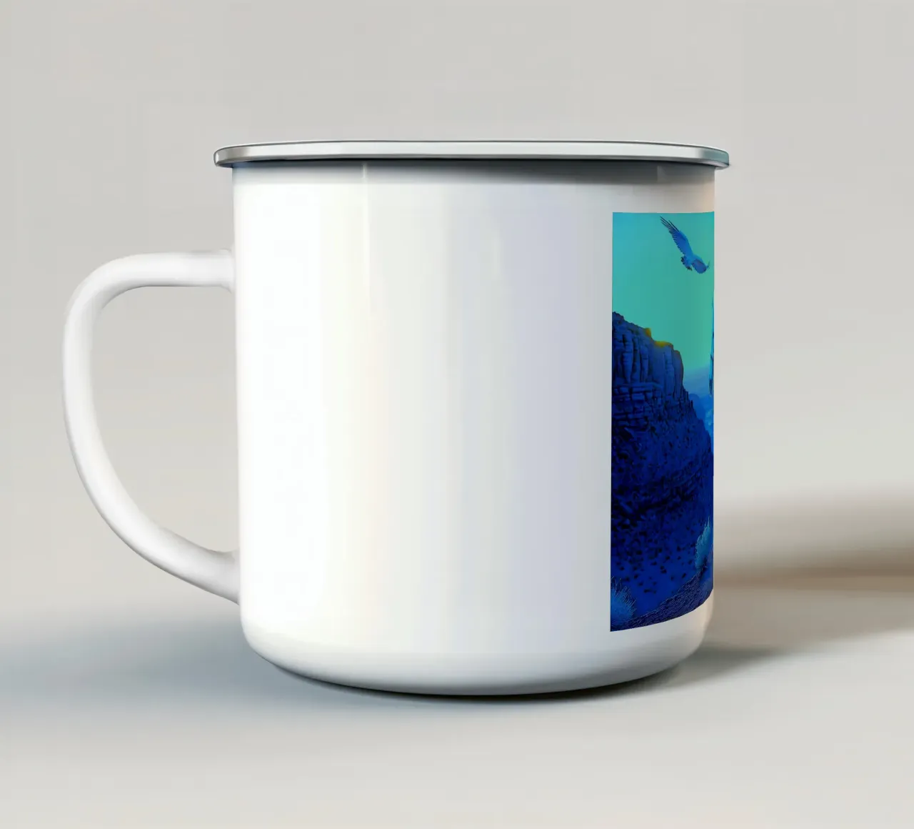 CHEVALIER SUR UN CHEVAL. Bleu. tazza in smalto da Thierry vobmann photography