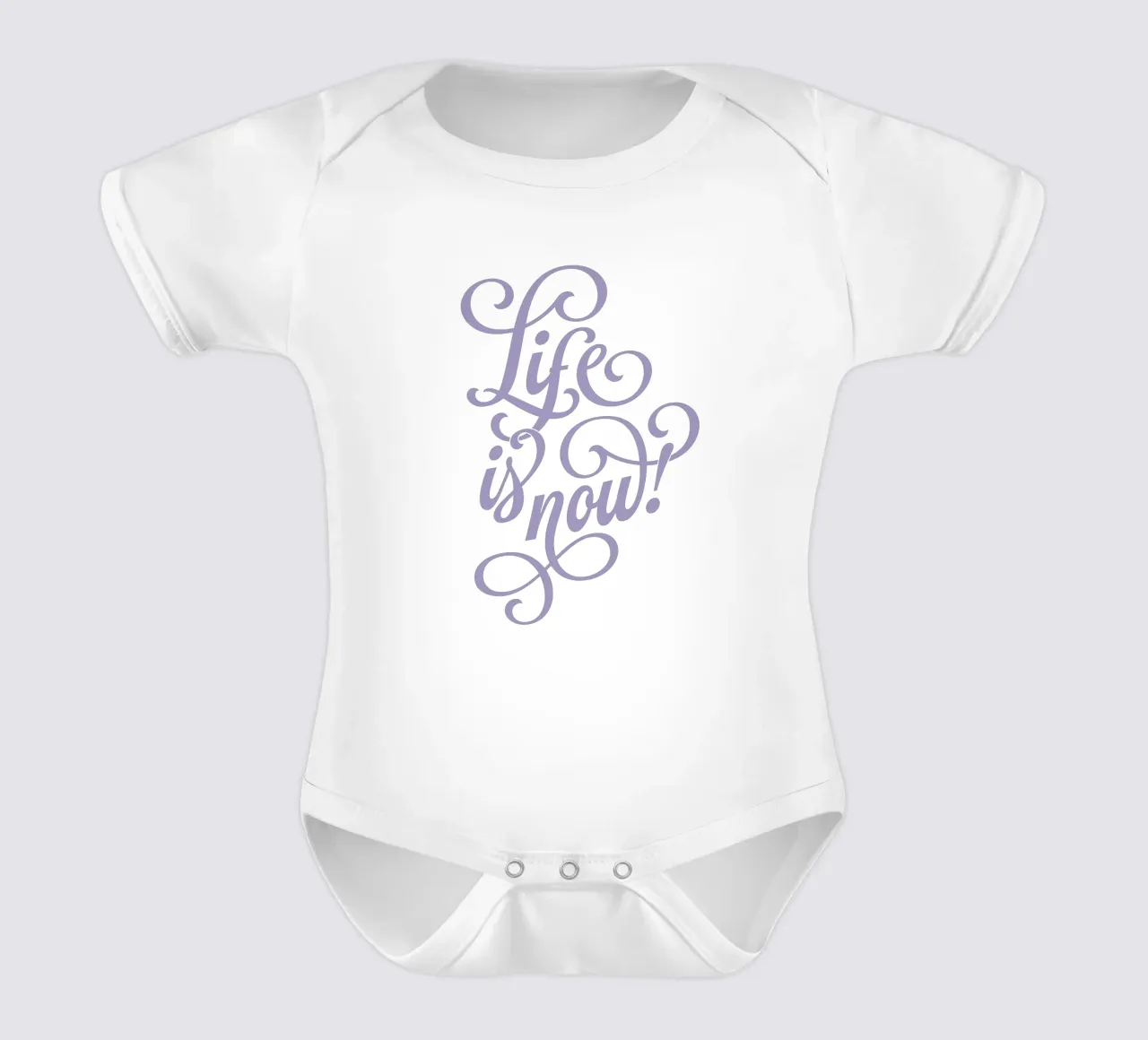 Life is now! short-sleeve baby romper by Suuuper Prints