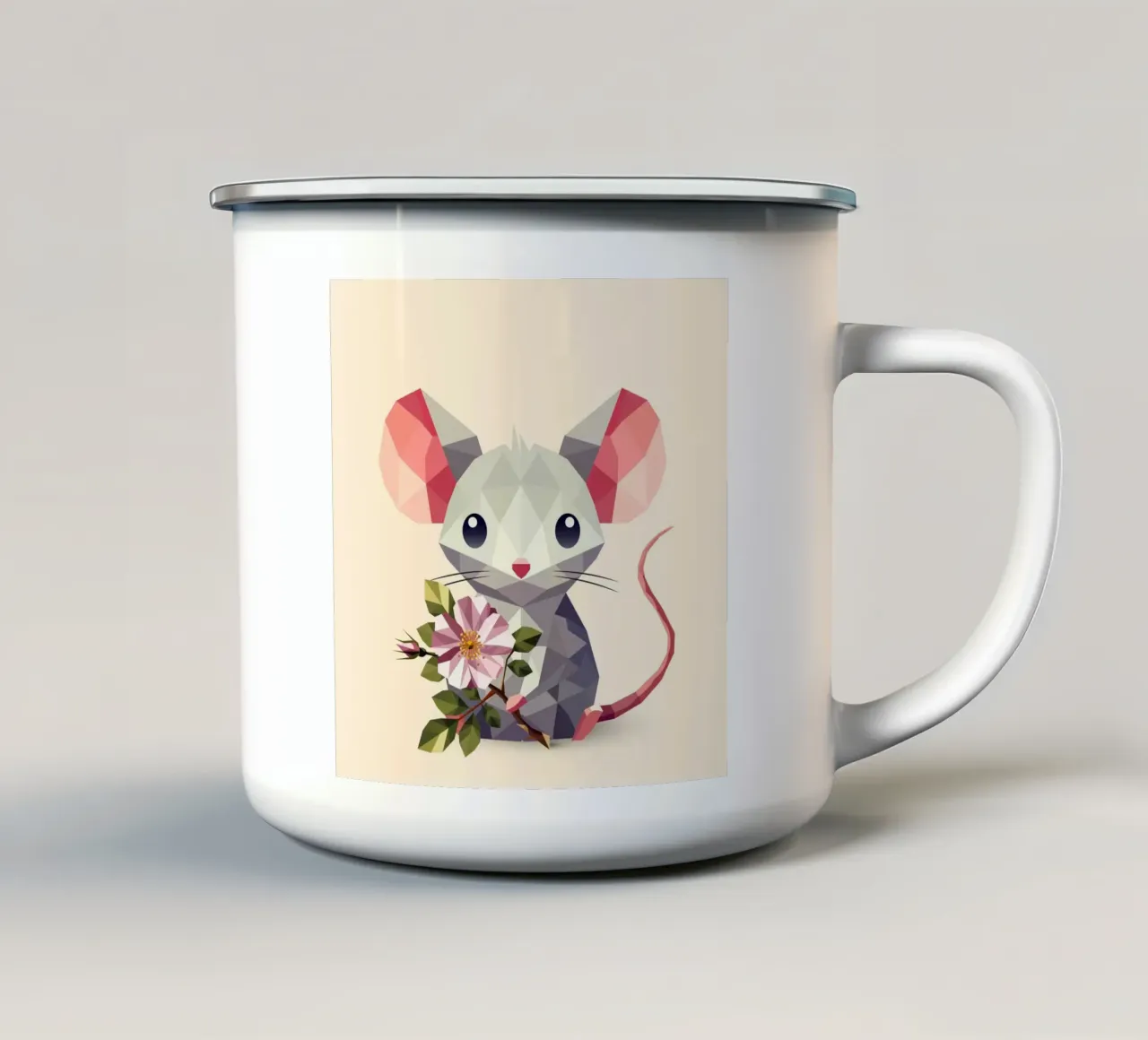 Topo con fiore - simpatico motivo per bambini tazza in smalto da namosh