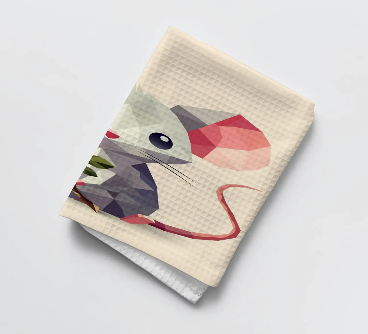 Souris avec une fleur - doux motif pour enfants torchon de namosh