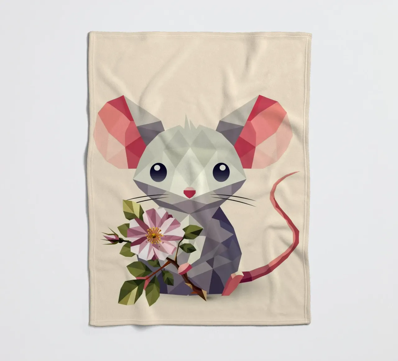Mouse with flower - cute children's motif fleece blanket by namosh