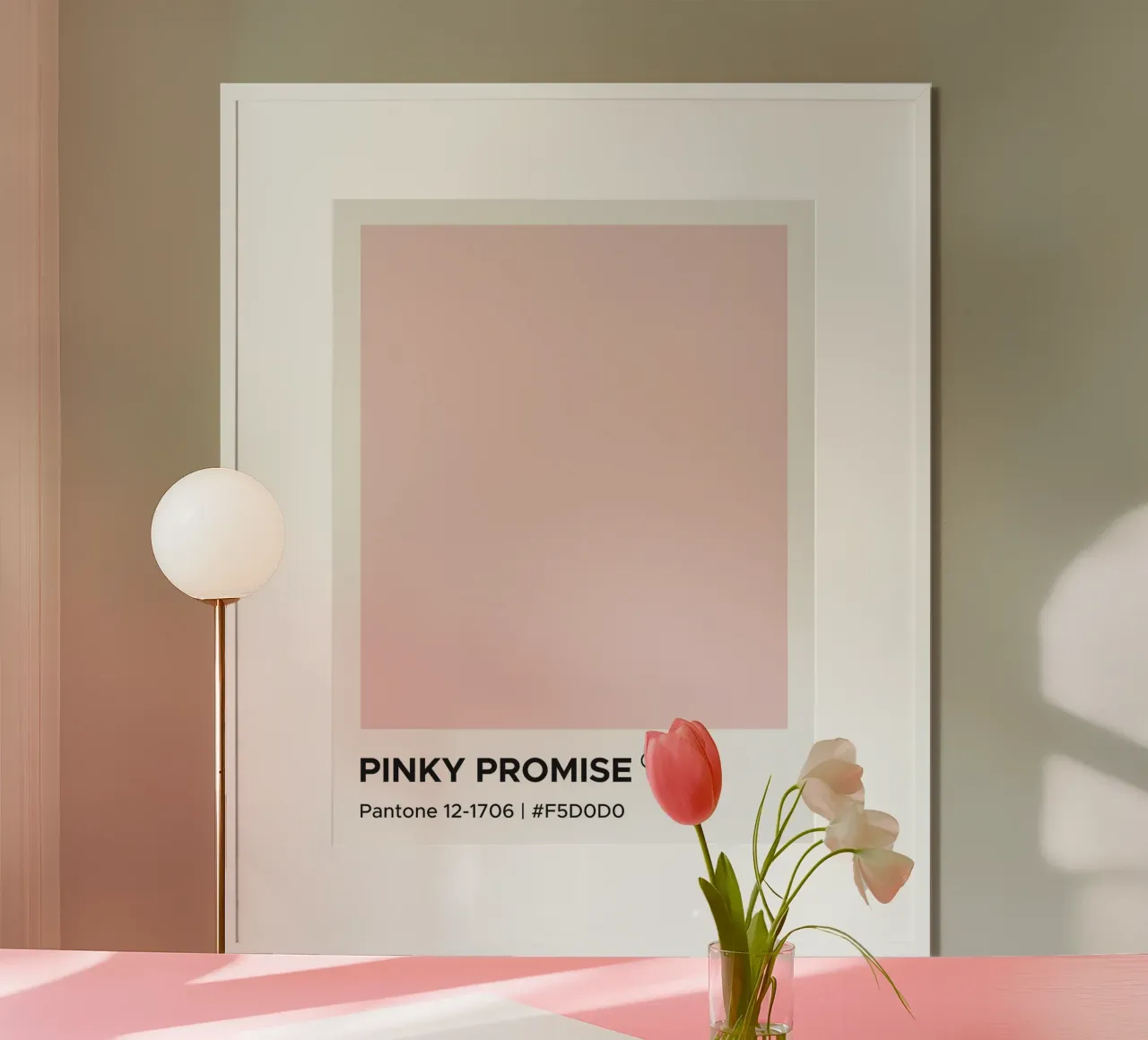 Promessa rosa Pantone poster con telaio in legno da Paigaam Studio