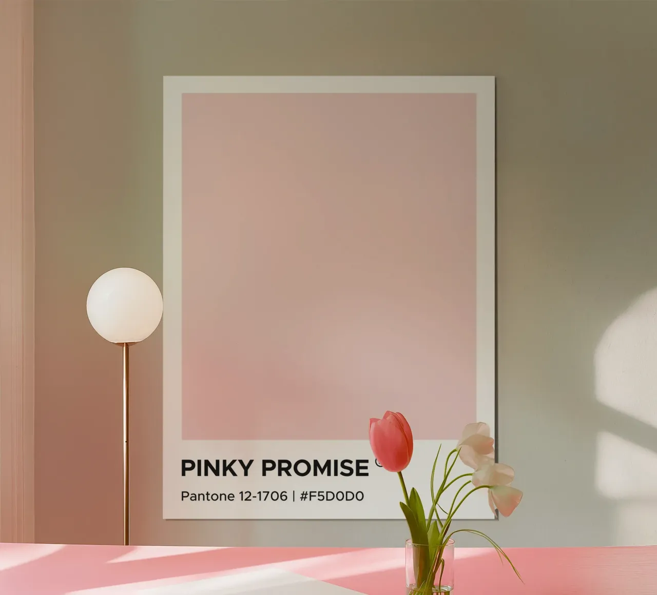 Promessa rosa Pantone poster con telaio in legno da Paigaam Studio