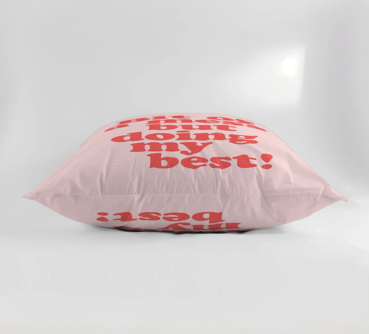 Bit of a Mess But Doing my Best Red Pink Typography Print decorative cushion by THE MOTIVATED TYPE