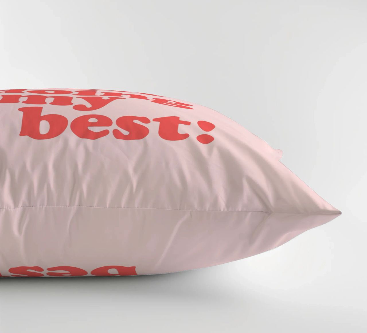 Bit of a Mess But Doing my Best Red Pink Typography Print decorative cushion by THE MOTIVATED TYPE