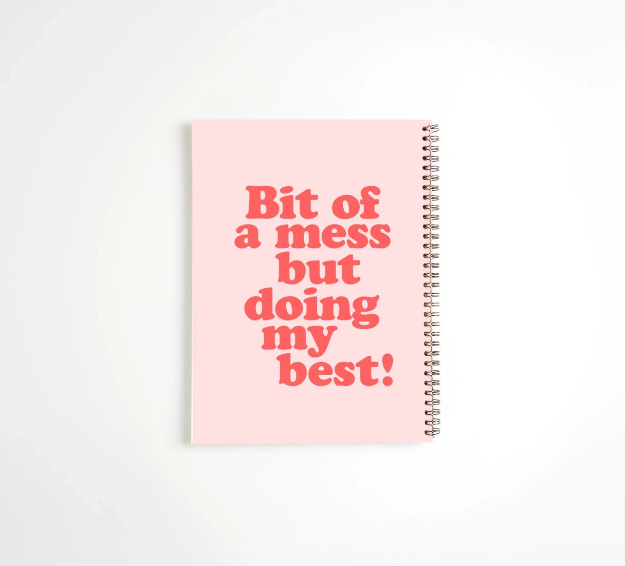 Bit of a Mess But Doing my Best Red Pink Typography Print spiral notebook by THE MOTIVATED TYPE