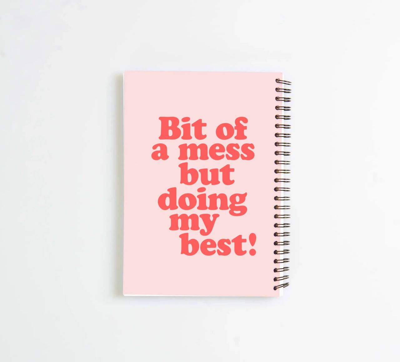 Bit of a Mess But Doing my Best Red Pink Typography Print spiral notebook by THE MOTIVATED TYPE