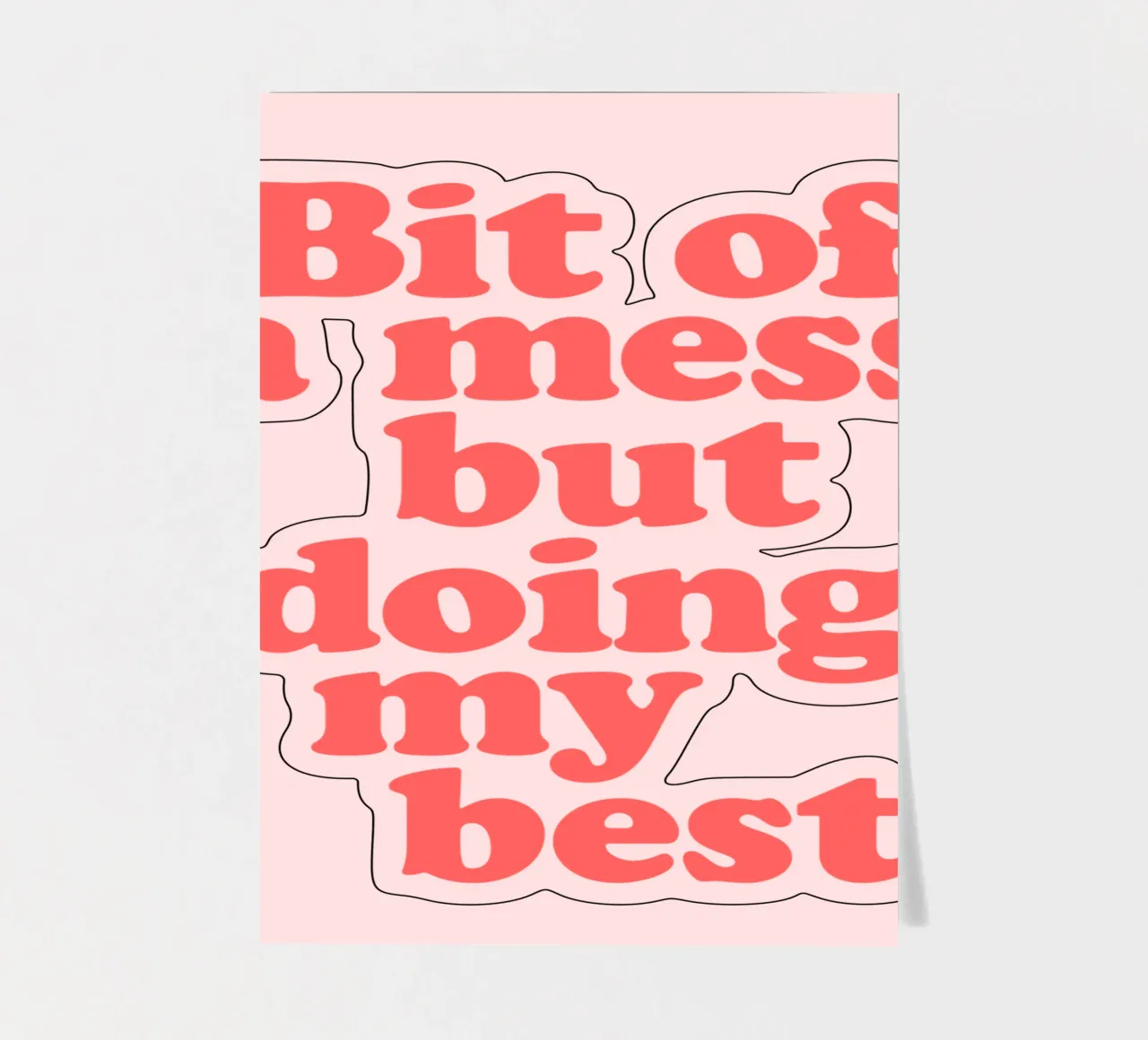 Ein bisschen chaotisch, aber ich tue mein Bestes Rot-Rosa Typografie Druck Stickerbogen von THE MOTIVATED TYPE