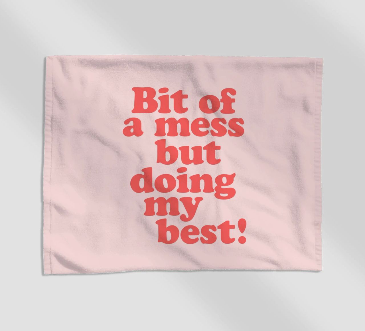 Bit of a Mess But Doing my Best Red Pink Typography Print beach towel by THE MOTIVATED TYPE