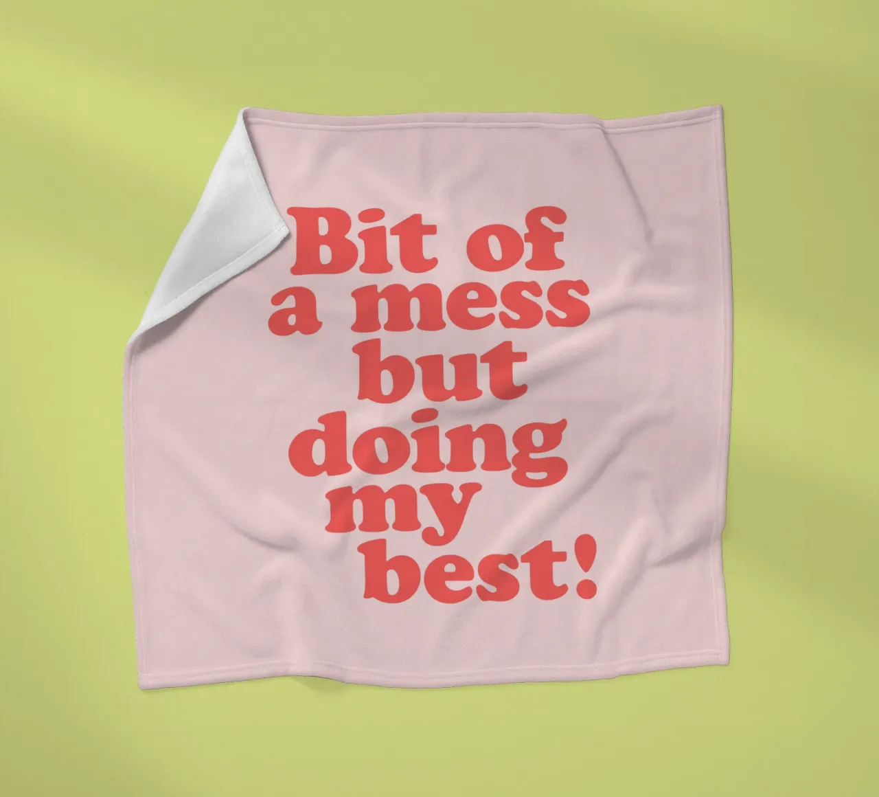 Bit of a Mess But Doing my Best Red Pink Typography Print fleece blanket by THE MOTIVATED TYPE