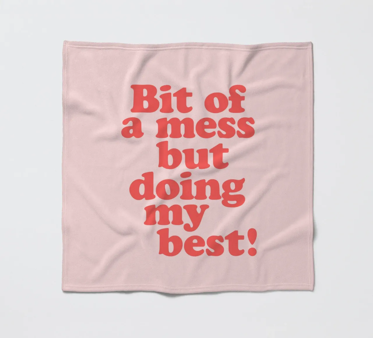 Bit of a Mess But Doing my Best Red Pink Typography Print fleece blanket by THE MOTIVATED TYPE