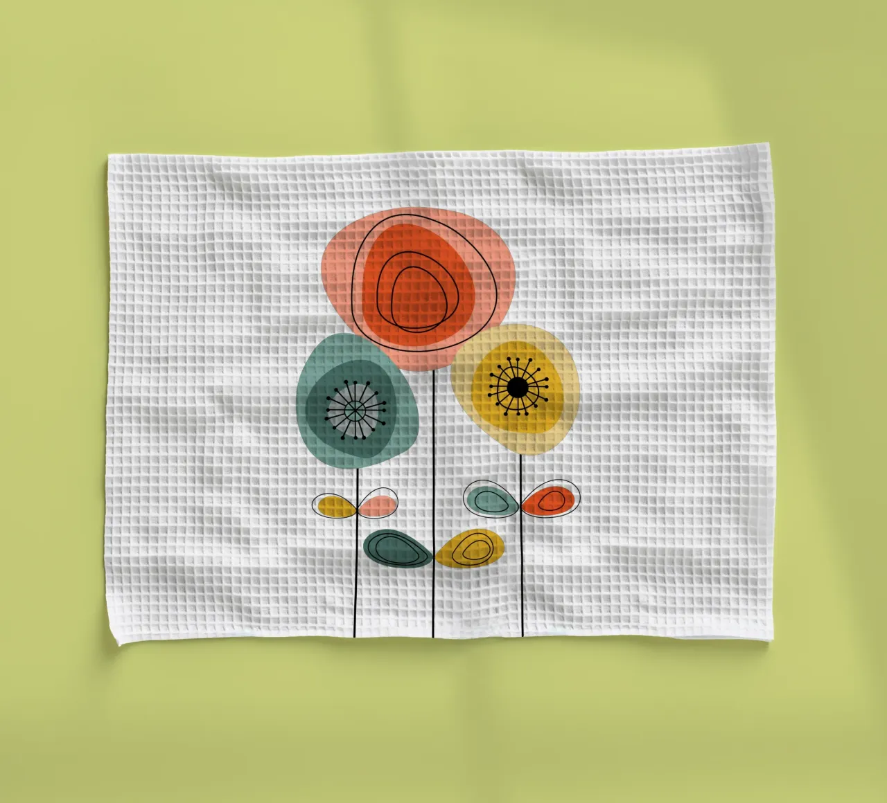 Fiori moderni del Medio Secolo 1 canovaccio da cucina da Dream Print Designs