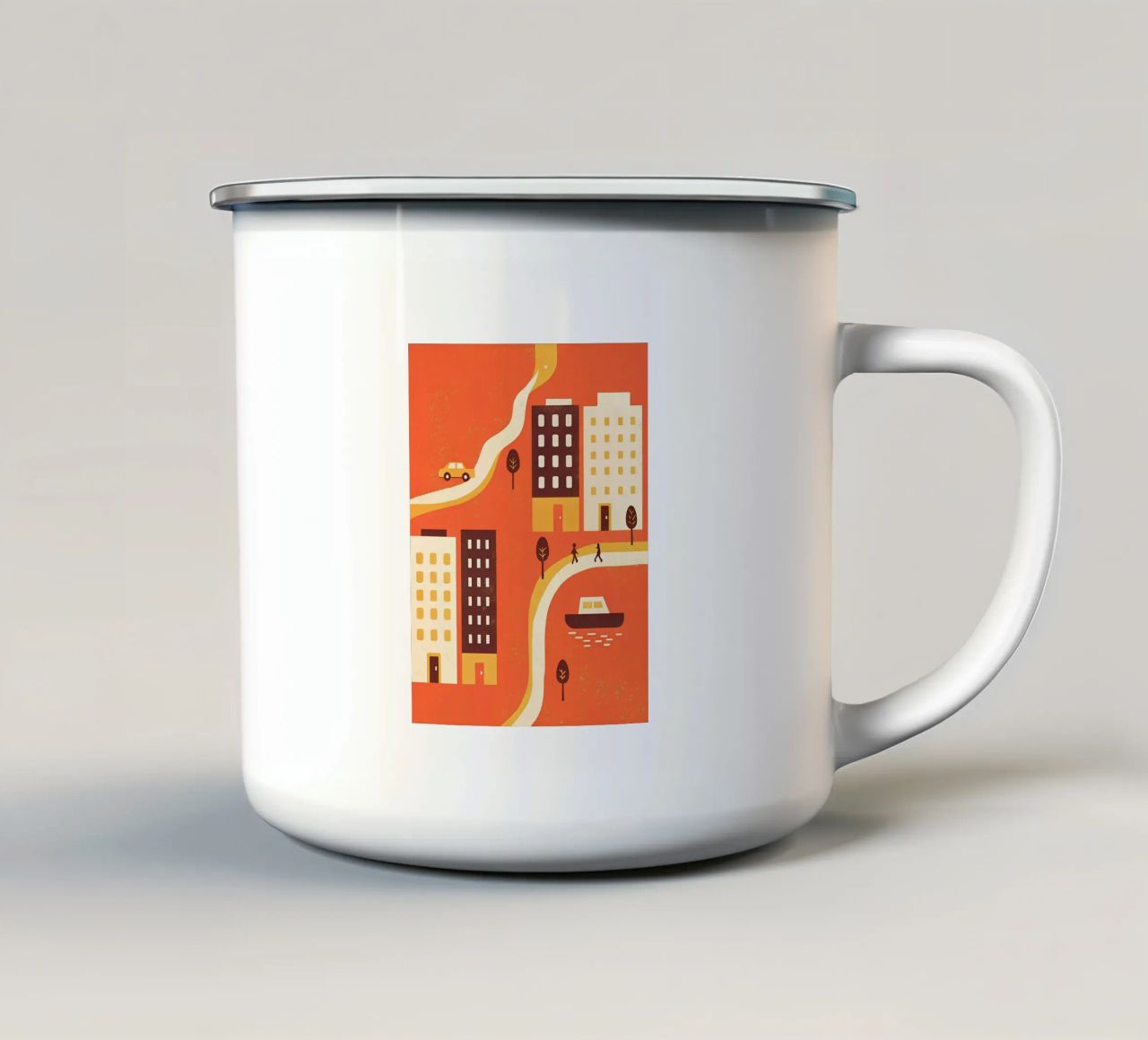 Vista sulla città e sulla nave tazza in smalto da THE LATEST SHOP