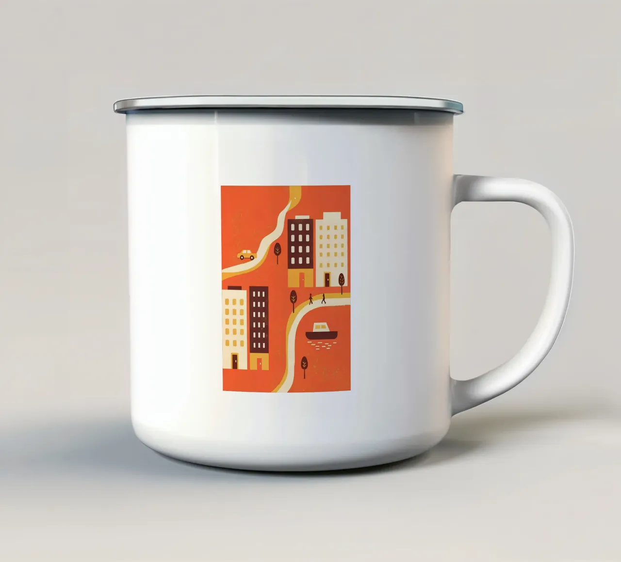 Vista sulla città e sulla nave tazza in smalto da THE LATEST SHOP