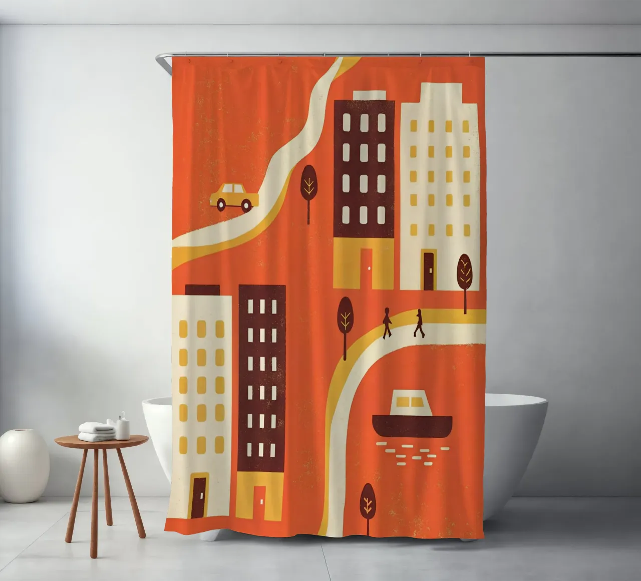 City And Ship View shower curtain by THE LATEST SHOP
