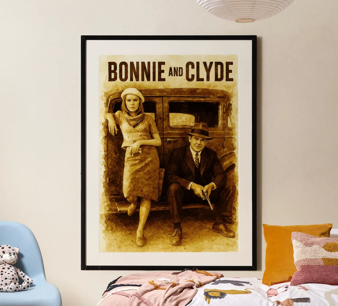 bonnie and clyde repainting redrawing imagination poster con marco de aluminio de SIQAYA