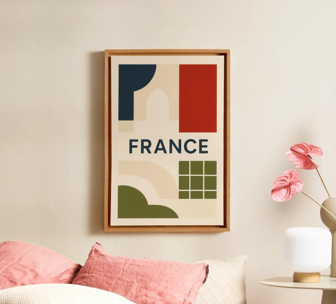 Francia - Un'eleganza a colori senza tempo tela con Cornice a cassetta da JETLAG | affiches voyage