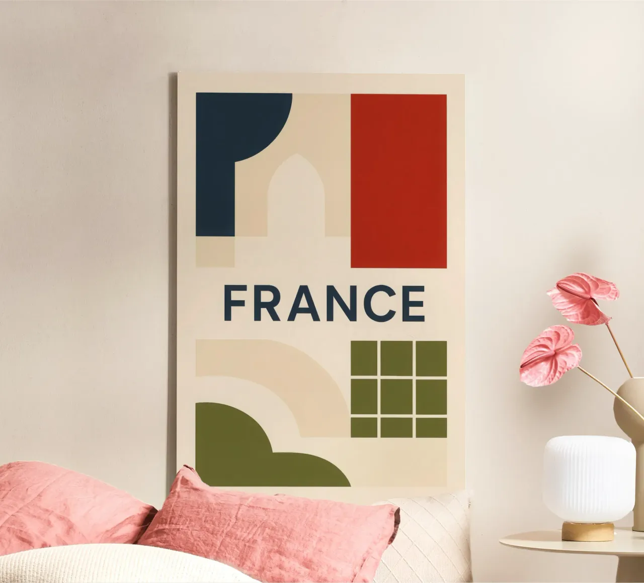 Francia - Un'eleganza a colori senza tempo tela con Cornice a cassetta da JETLAG | affiches voyage