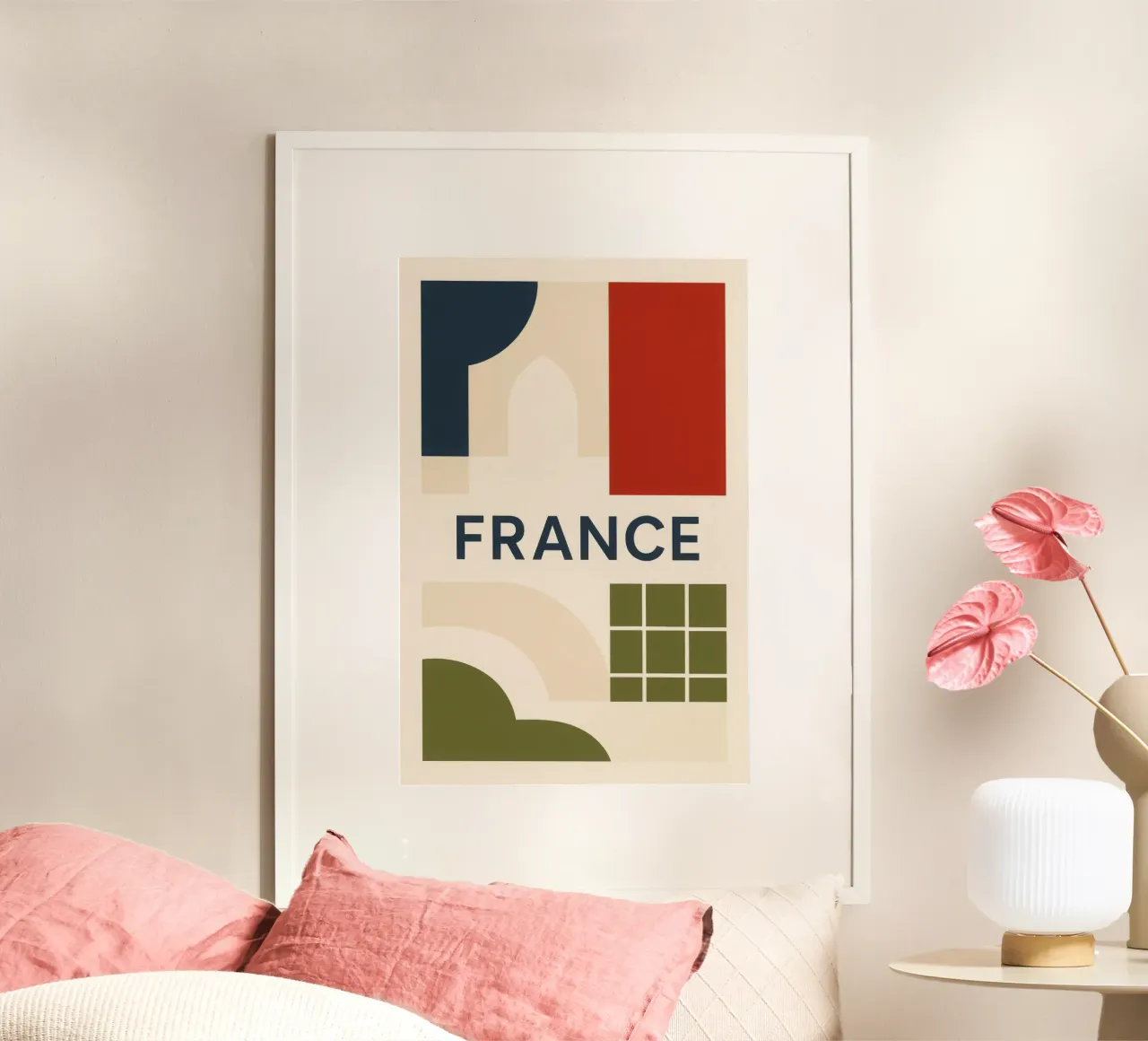 Francia - Un'eleganza a colori senza tempo poster con telaio in alluminio da JETLAG | affiches voyage