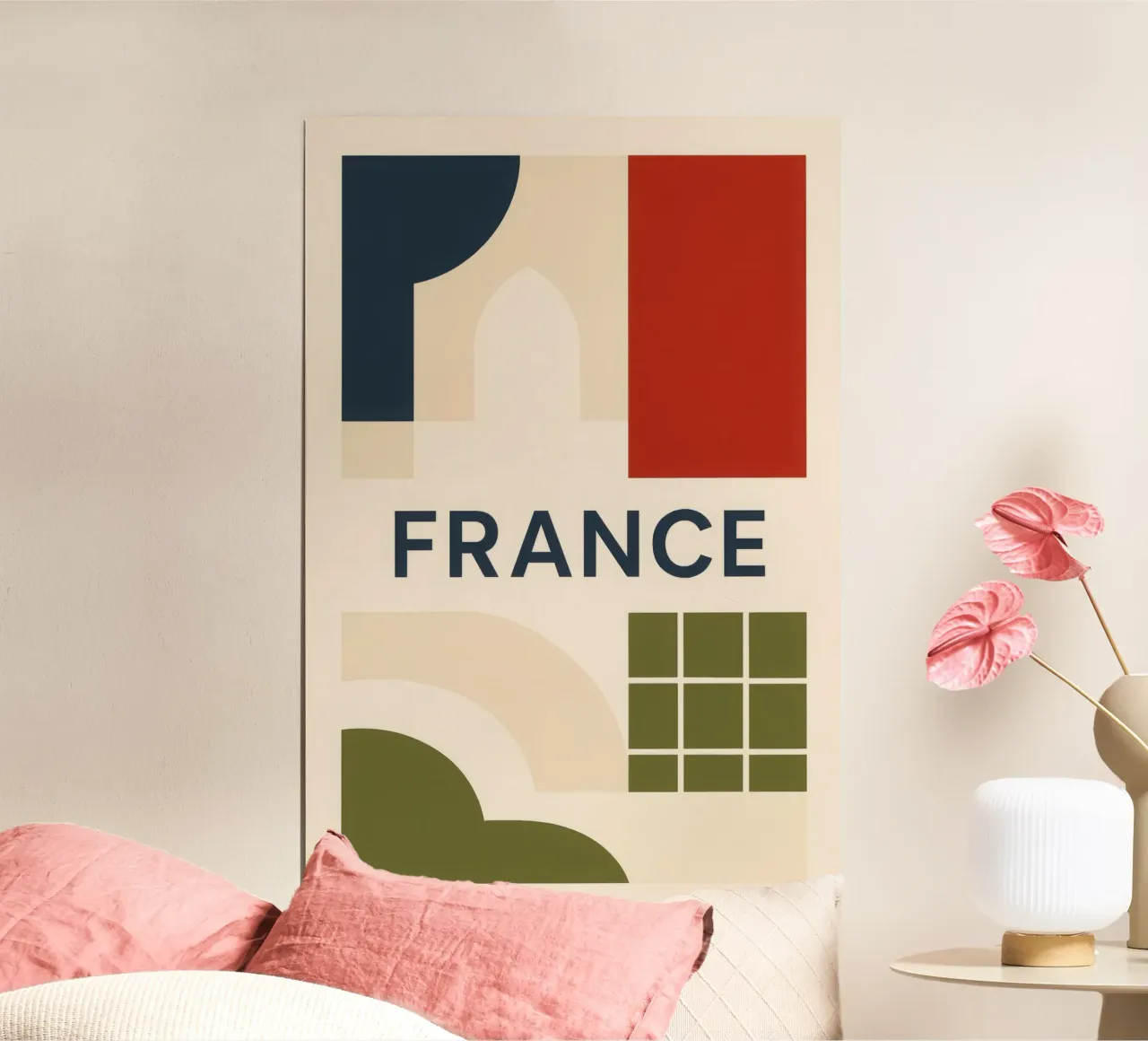 Francia - Un'eleganza a colori senza tempo poster con telaio in alluminio da JETLAG | affiches voyage