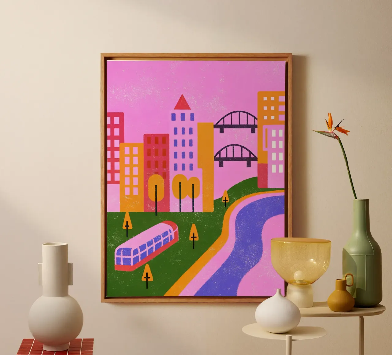Retro Pop Cityscape canvas by THE LATEST SHOP