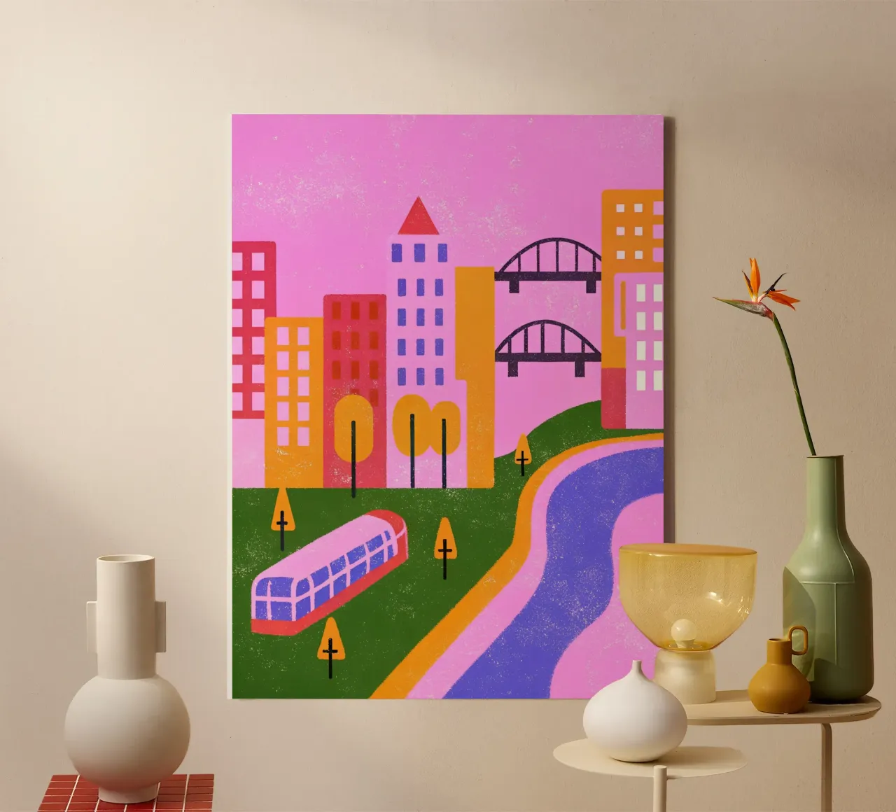 Retro Pop Cityscape canvas by THE LATEST SHOP
