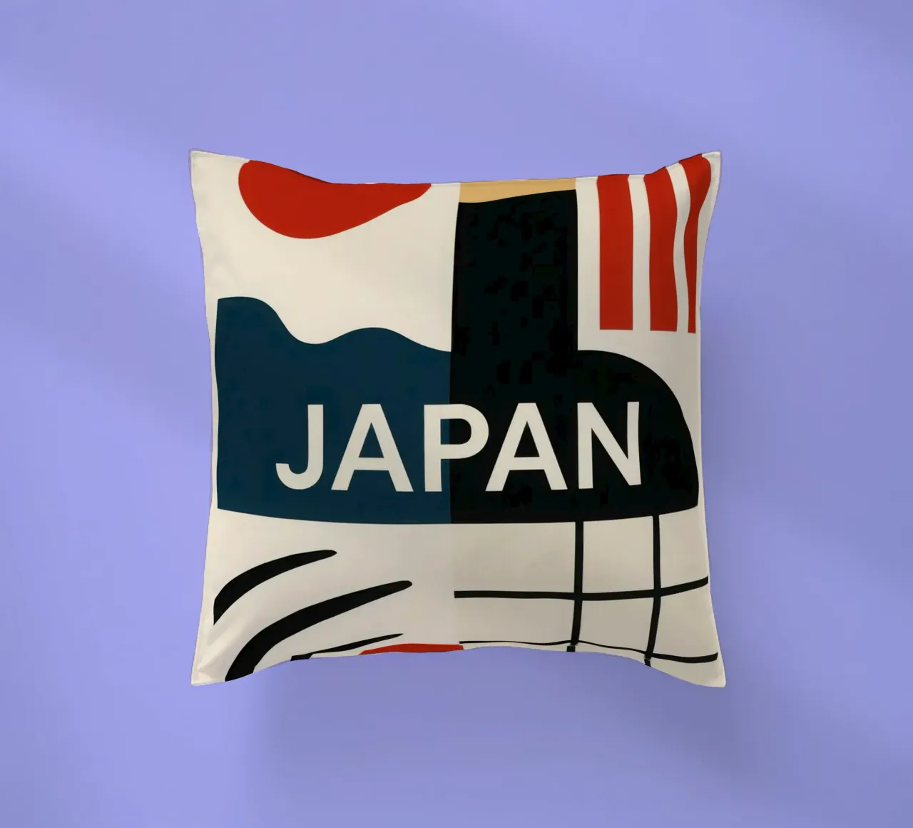 Japan - The minimalist essence of the Land of the Rising Sun decorative cushion by JETLAG | affiches voyage