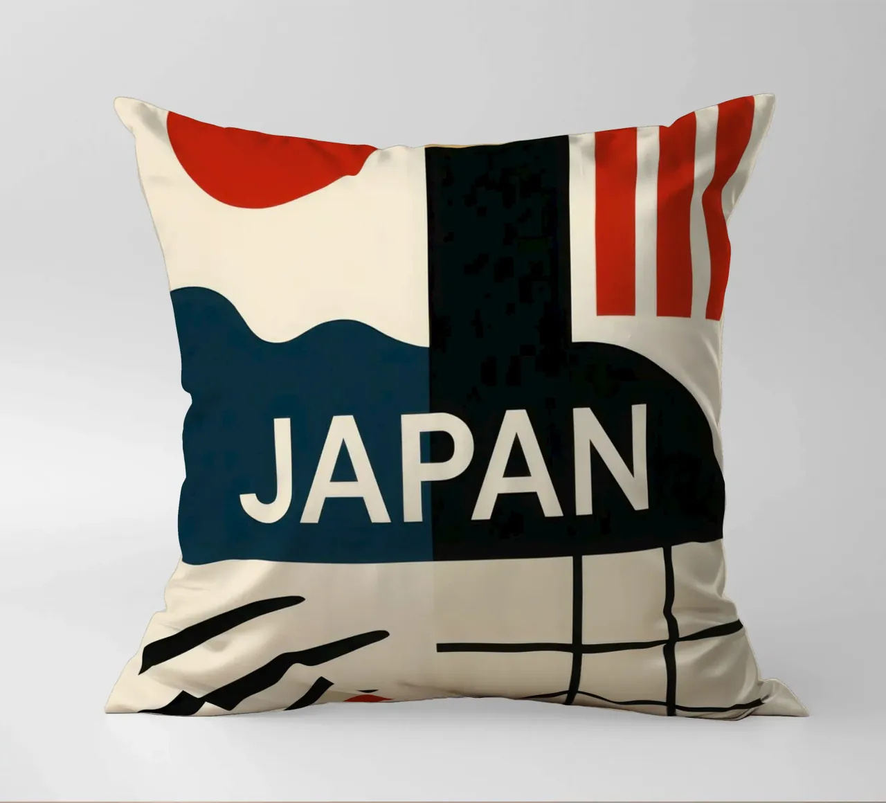 Japan - The minimalist essence of the Land of the Rising Sun decorative cushion by JETLAG | affiches voyage