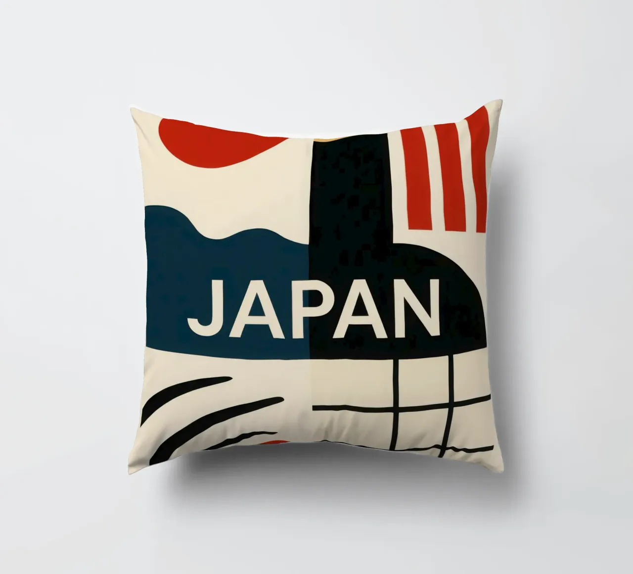 Japan - The minimalist essence of the Land of the Rising Sun decorative cushion by JETLAG | affiches voyage