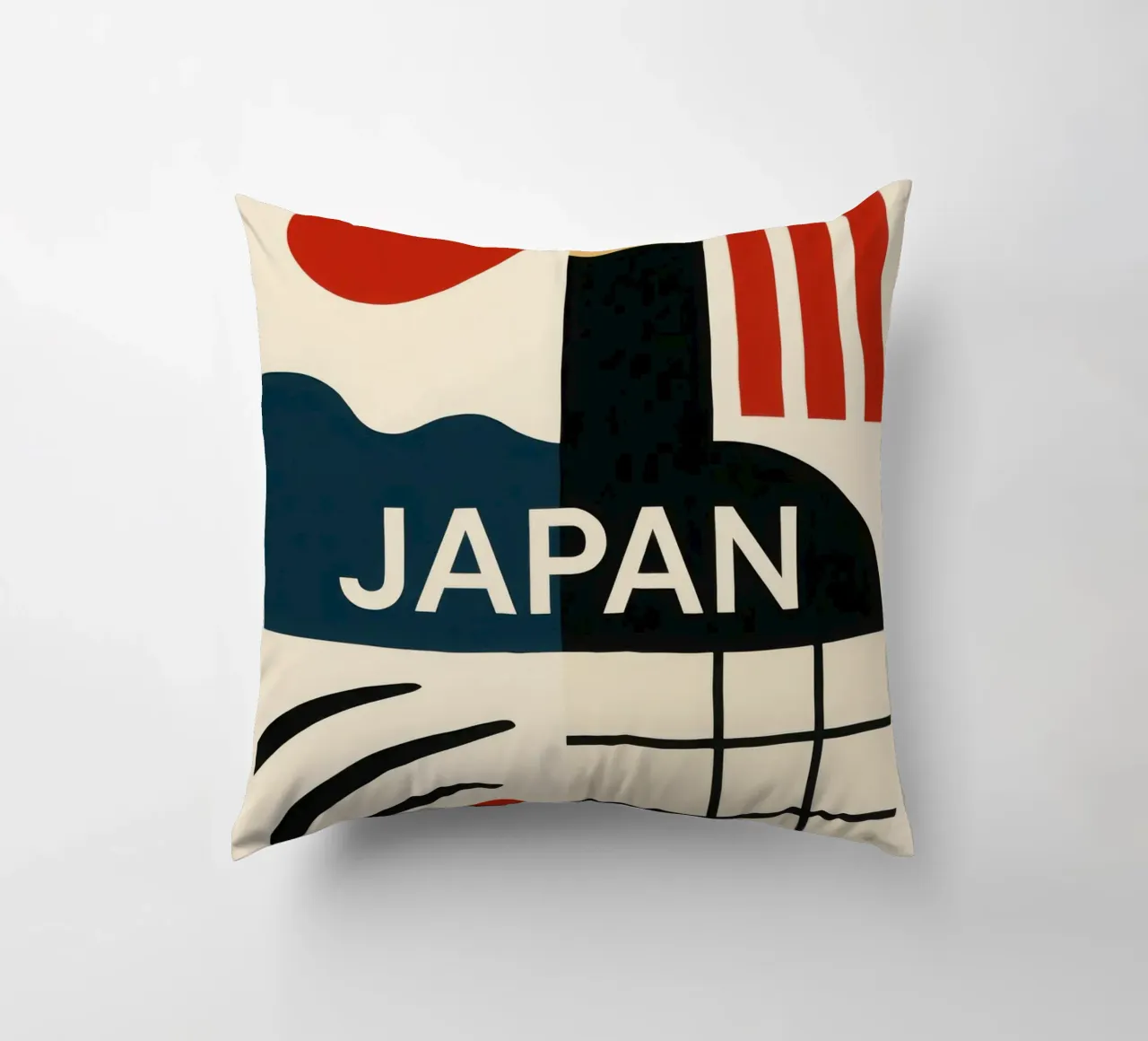 Japan - The minimalist essence of the Land of the Rising Sun decorative cushion by JETLAG | affiches voyage