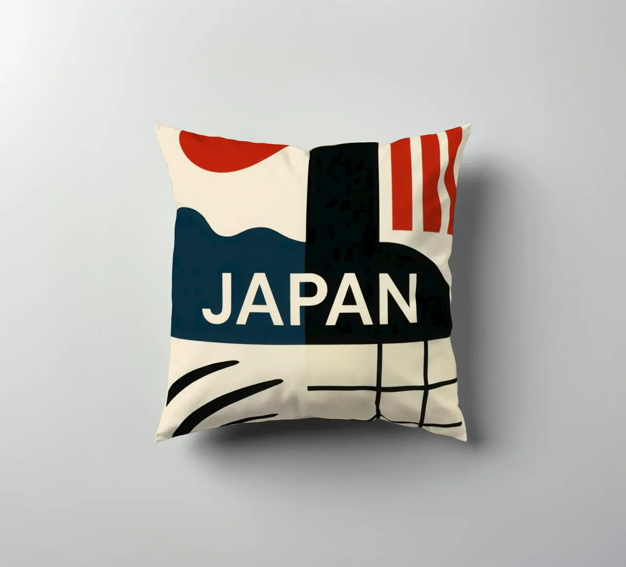 Japan - The minimalist essence of the Land of the Rising Sun decorative cushion by JETLAG | affiches voyage