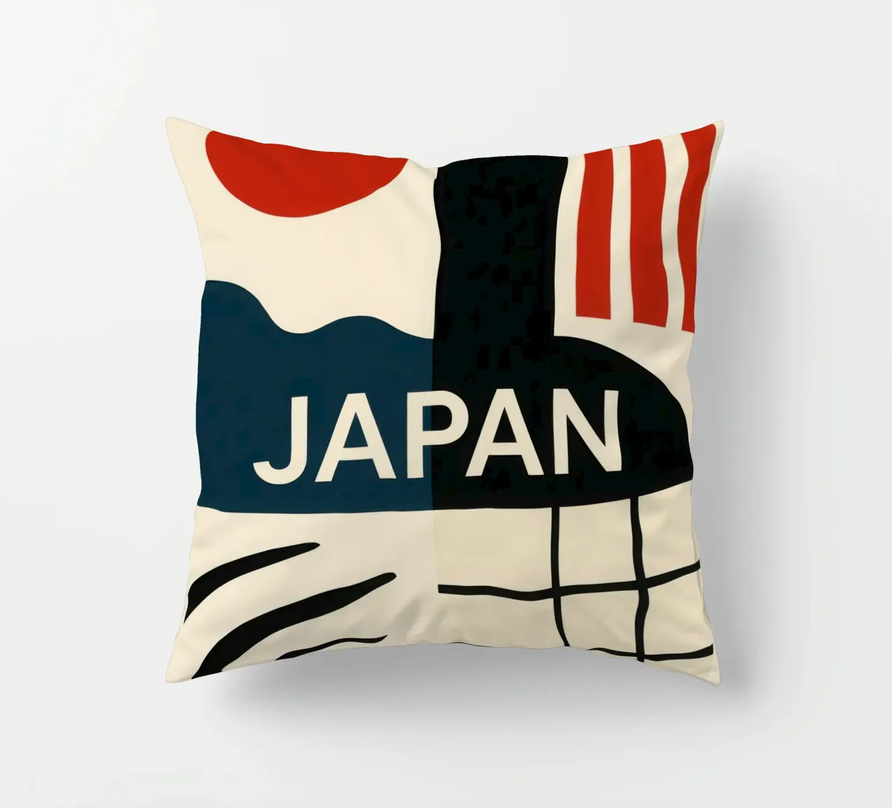 Japan - The minimalist essence of the Land of the Rising Sun decorative cushion by JETLAG | affiches voyage