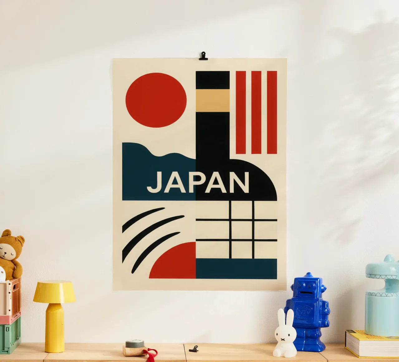 Japan - The minimalist essence of the Land of the Rising Sun poster with wooden frame by JETLAG | affiches voyage