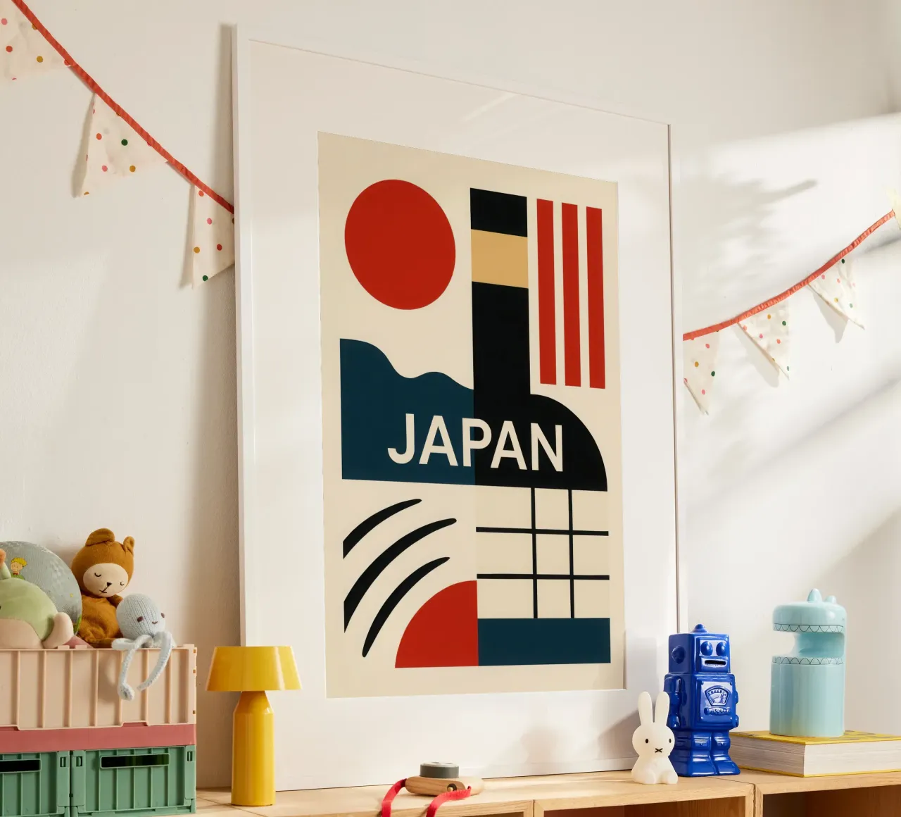 Japan - The minimalist essence of the Land of the Rising Sun poster with wooden frame by JETLAG | affiches voyage